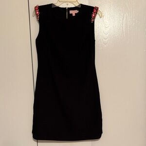 Ted Baker Black Dress with Pink Shoulder Details